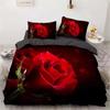 Fornecimento transfronteiriço de lixamento de cama conjunto de três peças personalizado rosa vermelha impressão de três peças conjunto de folhas de cobertura de colcha