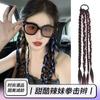 Peluca Trenzas de Boxeadora Cola de Caballo para Mujer Giro de Cabello Trenzas Largas Populares Y2K Trenzas Sucias Reflejos Coloridos Trenzas de Boxeadora Colas de Caballo Dobles