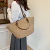 Bolso tejido de paja estilo bosque para mujer, bolso tote tejido para vacaciones en la playa, nuevo modelo de primavera, adecuado para combinar con faldas, bolso tote grande