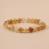 Pulseira Cristal Torre Amarela Natural Círculo Único Versátil Estilo Feminino 2026 Nova Pulseira de Contas Amarelas Redondas Contas Soltas Joias Atacado