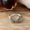 Anillo Creativo Retro Trendy Unisex Personalizado Estilo Punk Dedo Fantasma Anillo de Dedo Índice Plata Antigua Halloween Europeo y Americano Transfronterizo
