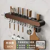 Fábrica de Origen Cocina Montado en Pared Sin Taladro Portacuchillos de Madera Multifuncional Estante para Cuchillos Palillos y Cucharas Almacenamiento de Cuchillos de Acero Inoxidable