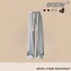 Conjunto de estilo preppy para niña: un elegante conjunto de dos piezas que presenta una chaqueta con capucha de estilo dos en uno falso y pantalones casuales de pierna recta, perfecto para primavera y otoño
