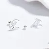 Pendientes de Luna con Lazo Dulce para Mujer Plata de Ley Elegantes Pendientes de Hilo Ins de Nicho de Gama Alta Pendientes para Cartílago