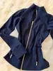 Ropa de Yoga Azul Marino Ajustada, Ropa con Protección Solar, Top de Fitness, Chaqueta de Principios de Primavera para Mujer, Nuevo Estilo 2026, Ceñidor de Cintura, Ajustado