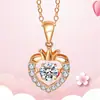 Collar chapado en oro de 18 quilates para mujer, color oro rosa, con corona de amor, colgante elegante con incrustaciones de circonita, cadena para clavícula.