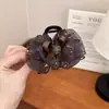 Pasador de Flor de Malla Estilo Francés, Elegante Accesorio para el Cabello para Moños en la Parte Trasera, Cabello Semirrecogido, Pinza de Tiburón, Accesorio de Alta Gama para el Cabello