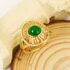 Anillo Calado con Forma de Sol de Luo Chen, Superventas Transfronterizo con Esmeralda Sintética, Joyería de Estilo Étnico Bohemio, Accesorios para Manos