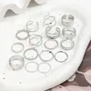 Moda Transfronteriza Europea y Americana Diseño de Nicho Estilo Minimalista de Lujo Anillo para Dedo Índice Conjunto Apilable de Anillos para Mujeres