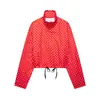 Ins Ropa de Mujer AliExpress Más Vendido Cuello Alto Lunares Gasa Chaqueta Bomber Estilo Piloto Abrigo