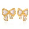 Pendientes de Acero Inoxidable Otoño e Invierno para Mujer, Estilo Dulce y Silencioso, Pendientes de Lazo a Juego de Colores, Joyería Transfronteriza de Lujo Ligero y de Alta Gama