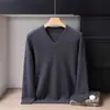 2025 100 Cachemira Pura Prendas de Punto Tejido Suelto Prendas de Punto Prendas de Punto para Vestir Debajo Otoño e Invierno Nuevo para Hombre Cuello en V Doble Hilo Engrosado