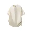 Camiseta Fresca de Manga Corta Estilo Americano Muxi Clothing con Cuello Henley para Hombre, Nuevo Top Fresco de Verano Holgado de Media Manga