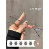 Óculos sem aro estilo olho de gato miopia feminina grau podem ser equipados com armação de fio de ouro ultraleve de titânio puro sem aro senso avançado óculos profissionais