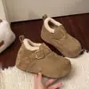 Zapatos Birkenstock para mujer, invierno, con felpa cálida, botas de nieve, slip-on de pelo, suela gruesa, que aumentan la altura, botas de algodón, zapatos de suela gruesa, zapatos para persona perezosa