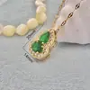 Pingente Popular Transfronteiriço, Pingente de Pedra Preciosa em Formato de Cabaça, Colar de Clavícula com Pingente de Coração Totalmente Cravejado, Joia de Nicho da Moda