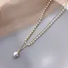 Gargantilha Internet Celebridade Vintage Ins Simples Colar de Pérolas de Camada Dupla Moda Feminina Cadeia de Clavícula Curta Colar Jóias de Pescoço