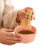 Juego de Tazón para Matcha y Batidor Estilo Japonés Cocido en Horno, Batidor de Cerámica para Ceremonia del Té Dinastía Song, Juego de Matcha, Cerámica Gruesa