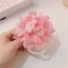Diadema de perlas elegante de alta gama Banda de goma de flores versátil para niña Cuerda para el pelo Cuerda para coleta dulce Accesorios para el pelo