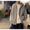 Nuevo cárdigan de primavera y otoño, sudadera pesada de color liso con cremallera y capucha, chaqueta de pareja estilo Hong Kong americana de corte holgado