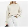 Tienda independiente 2026 primavera y otoño para mujer tejido de punto suelto europeo y americano cuello redondo manga larga versátil moda suéter de color liso venta al por mayor