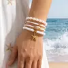 Bs0014 Moda Europea y Americana Estilo Étnico Estrella de Mar Concha Turquesa Perla Tobillera Bohemio Playa Joyería para Mujer