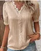 Loja Online Independente Tamanho Europeu Comércio Exterior Transfronteiriço Moda de Férias Nova de Verão Camisa Feminina Europeia e Americana com Recortes de Manga Curta
