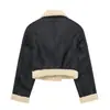 Chaqueta de Forro Polar Doble Cara Cuero Sintético Estilo Callejero Otoño e Invierno para Mujer Transfronteriza Europea y Americana Chaqueta de Cuero Estilo Motociclista Chaqueta de Cuero Sintético para Motociclista