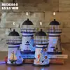 Faro de hierro LED pequeño al por mayor luces de colores accesorios para el hogar adornos mediterráneos MA13030-32