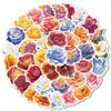 55 pegatinas de acuarela de flores de plantas frescas para diario, decorativas para equipaje, laptop, pétalos