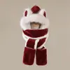 Nuevo Gorro de Peluche Grueso Lindo de Invierno, Bufanda de Oso Lindo, Guantes, Tres en Uno para Ciclismo, Protección Cálida para los Oídos para Mujeres
