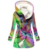 Casaco Trench Coat Feminino 2023 Novo, Quente para o Inverno, Estilo Europeu e Americano, Patchwork Colorido, Com Capuz, Venda Quente Transfronteiriça, Atacado