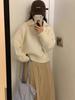 Suéter grueso de medio cierre con cuello alto para mujer, otoño e invierno, nuevo estilo coreano, holgado, casual, corto.