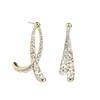 Pendientes de botón de plata S925 estilo coreano con pedrería, aretes geométricos de arco cruzado con forma de cola de pez, aretes simples para todo, accesorios al por mayor