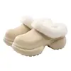 Sapatos de chef impermeáveis para aumentar a altura de pessoas baixas, calçados femininos para uso externo, antiderrapantes, à prova de sujeira, pantufas de algodão quentes, sola grossa, sapatos de algodão fechados com pelúcia