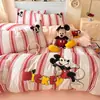 Conjunto de quatro peças de toalha Disney 100% algodão Classe A bordado escovado, lençol de cama 100% algodão, capa de edredom, lençol com elástico, conjunto de três peças para dormitório estudantil