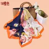 Nuevo Elegante Dos Tonos Estampado de Flores Grandes Lujo Ligero Bufanda de Seda Bufanda Protectora Solar Joker 90 Algodón y Lino Bufanda Cuadrada Grande Venta al por Mayor