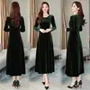 Falda de Terciopelo Estilo Coreano Dongdaemun Transfronteriza Gordita mm Otoño e Invierno Nuevo Talla Grande Efecto Adelgazante Reductor de Edad Elegante Vestido de Cuello Redondo para Mujer