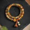 Dunhuang Wenti Pulsera de Cuentas de Ábaco Bodhi Buena Suerte Loto Doble Círculo Pulsera de Cuentas de Oración Budista para Mujeres Venta al por Mayor