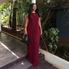Ropa de Mujer Transfronteriza Europea y Americana Otoño 2026 Nuevo Sexy Temperamento Sin Mangas Plisado Ceñido al Cuerpo que Resalta la Cadera Vestido Largo Mujer