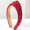 Diadema He Ming Estilo Nuevo Transfronterizo Color Sólido con Perlas Corona Pinza para el Cabello de Borde Ancho para Mujer, Accesorio para el Cabello de Alta Gama Exquisito para Socialité