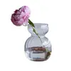 Decoração de vaso de vidro transparente simples estilo europeu para drop-shipping, arranjo de flores para sala de estar, decoração de flores frescas hidropônicas e flores secas para casa