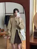 Gabardina Khaki de Longitud Media para Mujer, Nuevo Estilo Otoño e Invierno 2025, Abrigo de Estilo Británico de Moda de Este Año para Mujeres Petites