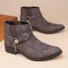 Amazon Botas Vaqueras del Oeste Americano para Hombre Botines Chelsea de Gamuza Estilo Punk Hebilla de Cadena Botines Tobilleros - 25410
