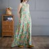 Tiro Real 2025 de Nuevo Vestido Largo Bohemio de Verano Nuevo Talla Grande Sin Mangas Cuello Redondo Estampado