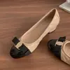 Sapatos Mary Jane Chuyuji estilo francês com bico redondo e confortáveis para mulheres, novo modelo 2026, sapatos baixos de um só tom com blocos de cor e padrão de losangos inspirados em Chanel