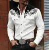 Camisa de manga larga para hombre de estilo europeo y americano, tendencia de moda vaquera occidental, camisa para hombre de estilo étnico transpirable