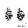 16x 9mm 1g plata antigua DIY vintage aleación de zinc accesorios de joyería Colgante de calavera de mezclilla