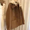 Casaco de lã com capuz Maillard feminino outono e inverno plus size menina cheinha slim popular este ano ombro casaco de lã