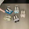 Zapatos Planos Azules de Satén Suave con Punta Redonda y Moño de Encaje para Mujer, Aumentan la Altura Interior, Zapatos Mary Jane de Ballet Primavera 2025